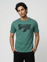 Men T-Shirt Graphic Green Regular Fit