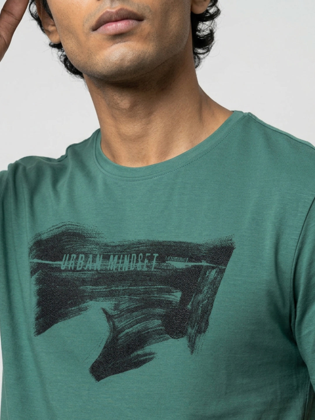 Men T-Shirt Graphic Green Regular Fit