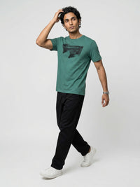 Men T-Shirt Graphic Green Regular Fit