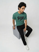 Men T-Shirt Graphic Green Regular Fit