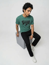 Men T-Shirt Graphic Green Regular Fit