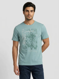 Men T-Shirt Graphic Green Regular Fit