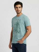 Men T-Shirt Graphic Green Regular Fit