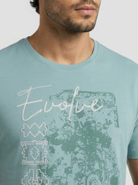 Men T-Shirt Graphic Green Regular Fit
