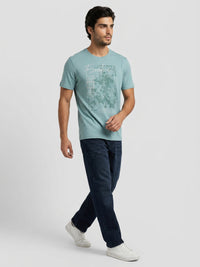 Men T-Shirt Graphic Green Regular Fit