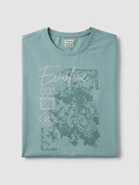 Men T-Shirt Graphic Green Regular Fit