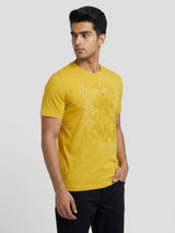 Men T-Shirt Graphic Yellow Regular Fit