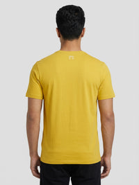 Men T-Shirt Graphic Yellow Regular Fit