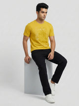 Men T-Shirt Graphic Yellow Regular Fit