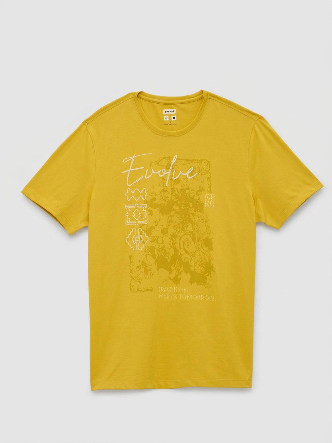 Men T-Shirt Graphic Yellow Regular Fit
