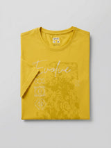 Men T-Shirt Graphic Yellow Regular Fit