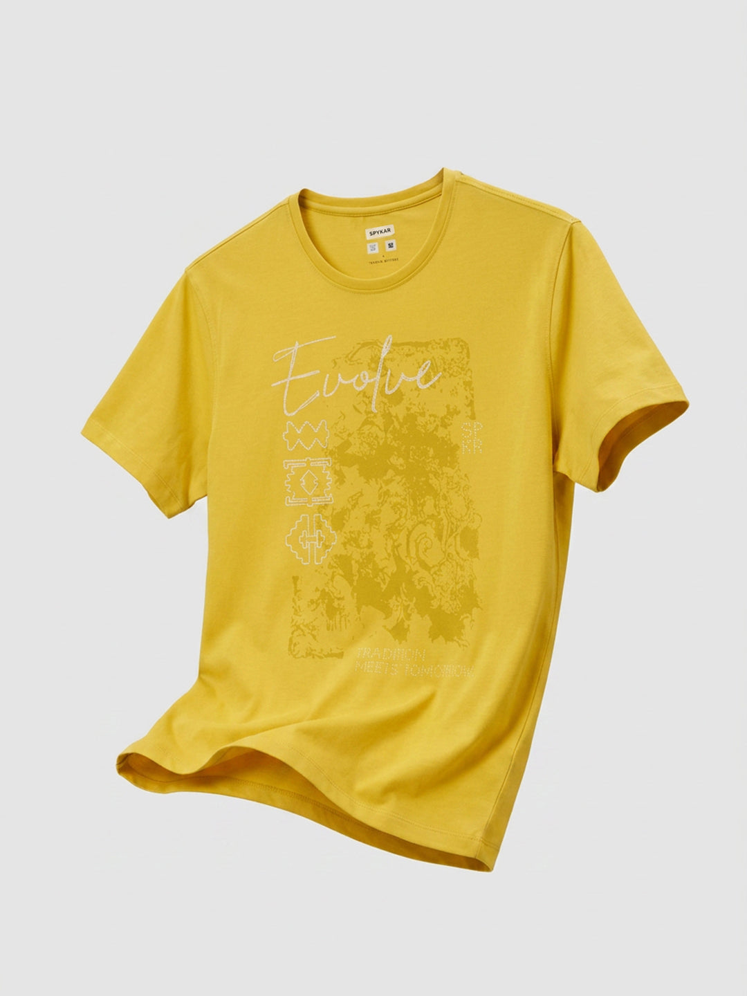 Men T-Shirt Graphic Yellow Regular Fit