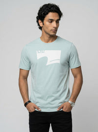 Men T-Shirt Graphic Green Regular Fit