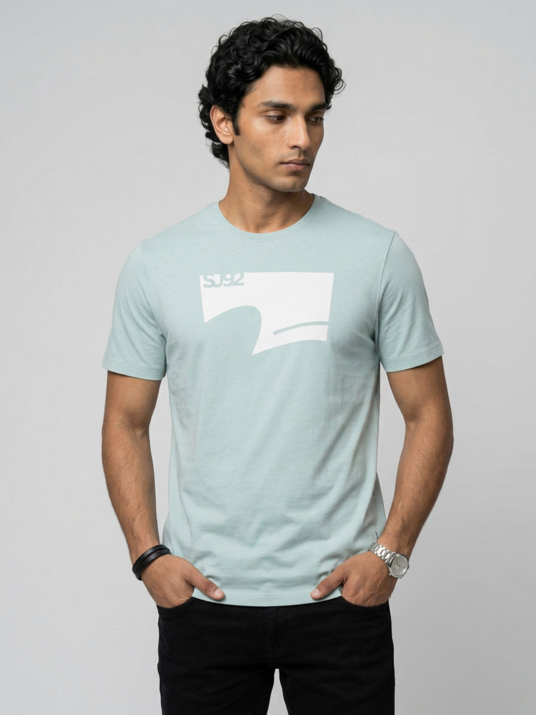 Men T-Shirt Graphic Green Regular Fit