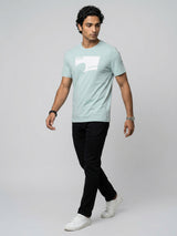 Men T-Shirt Graphic Green Regular Fit
