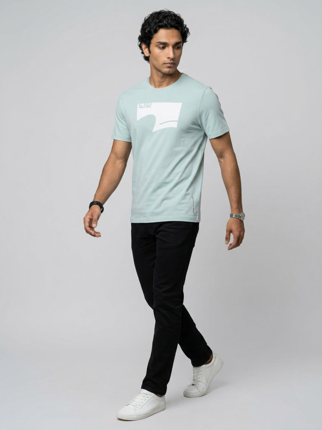 Men T-Shirt Graphic Green Regular Fit