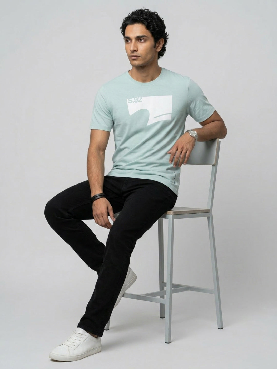 Men T-Shirt Graphic Green Regular Fit