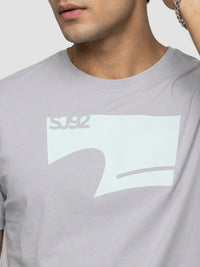 Men T-Shirt Graphic Grey Regular Fit