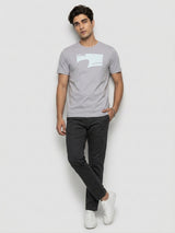 Men T-Shirt Graphic Grey Regular Fit