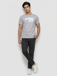 Men T-Shirt Graphic Grey Regular Fit