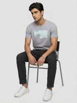 Men T-Shirt Graphic Grey Regular Fit