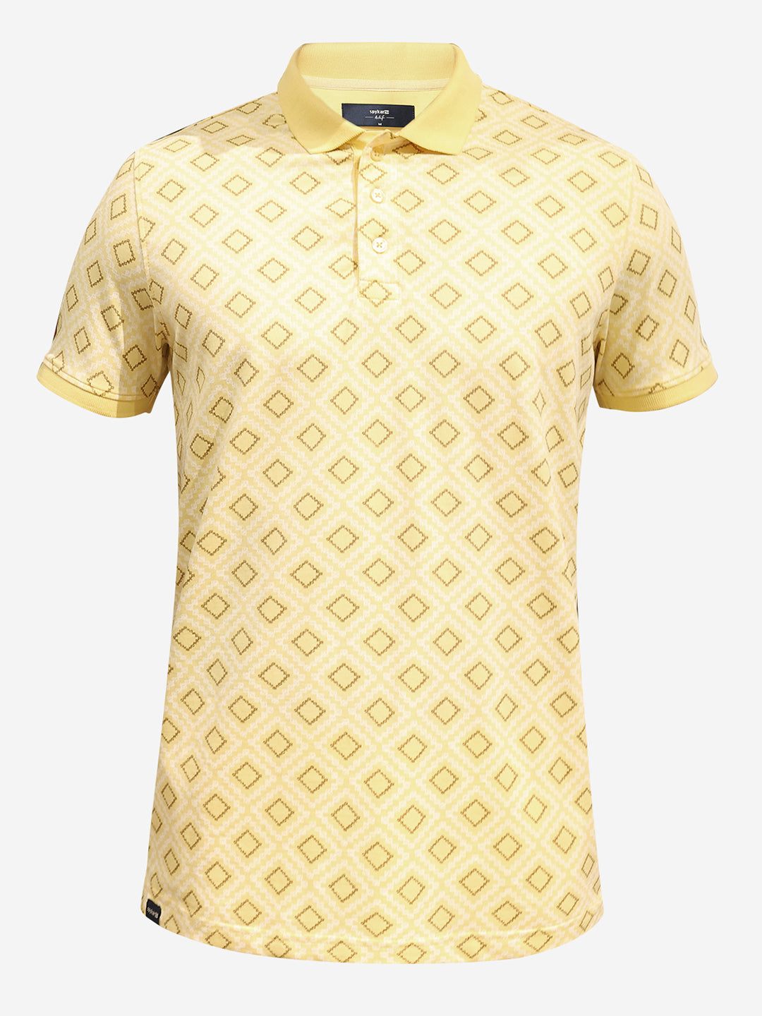 Spykar Slim Fit Printed Polo Collar Yellow T-Shirt For Men