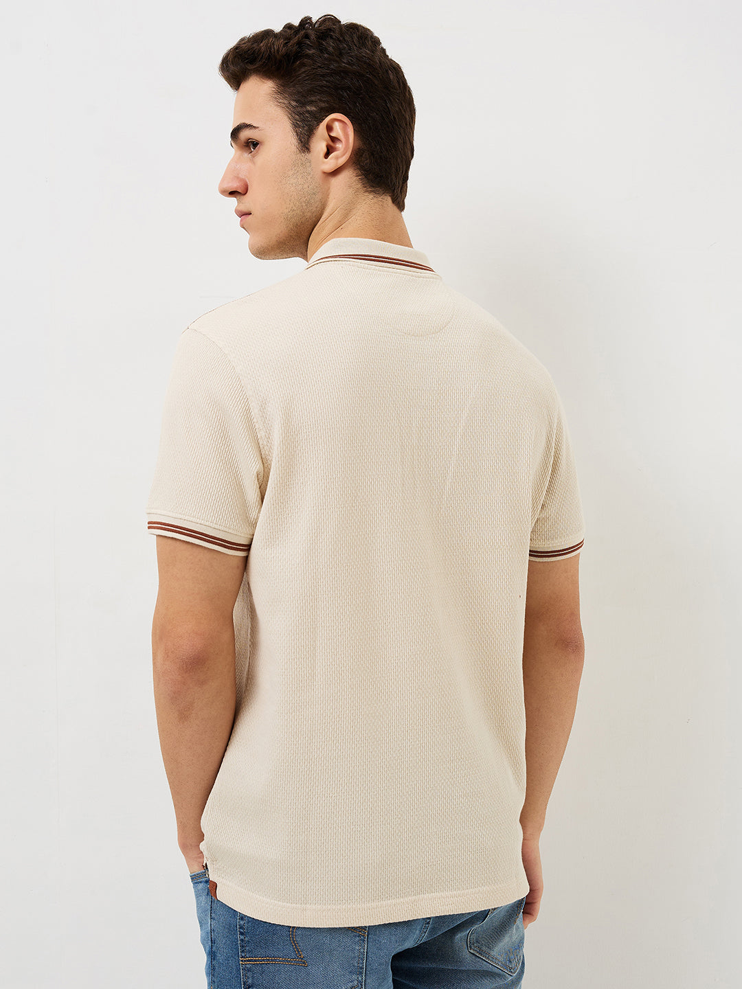 Men T-Shirt Solid White Slim Fit