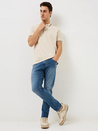 Men T-Shirt Solid White Slim Fit