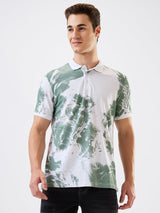 Men T-Shirt Green Print Slim Fit