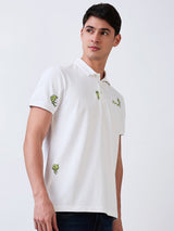 Men T-Shirt White Solid Slim Fit