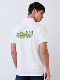 Men T-Shirt White Solid Slim Fit