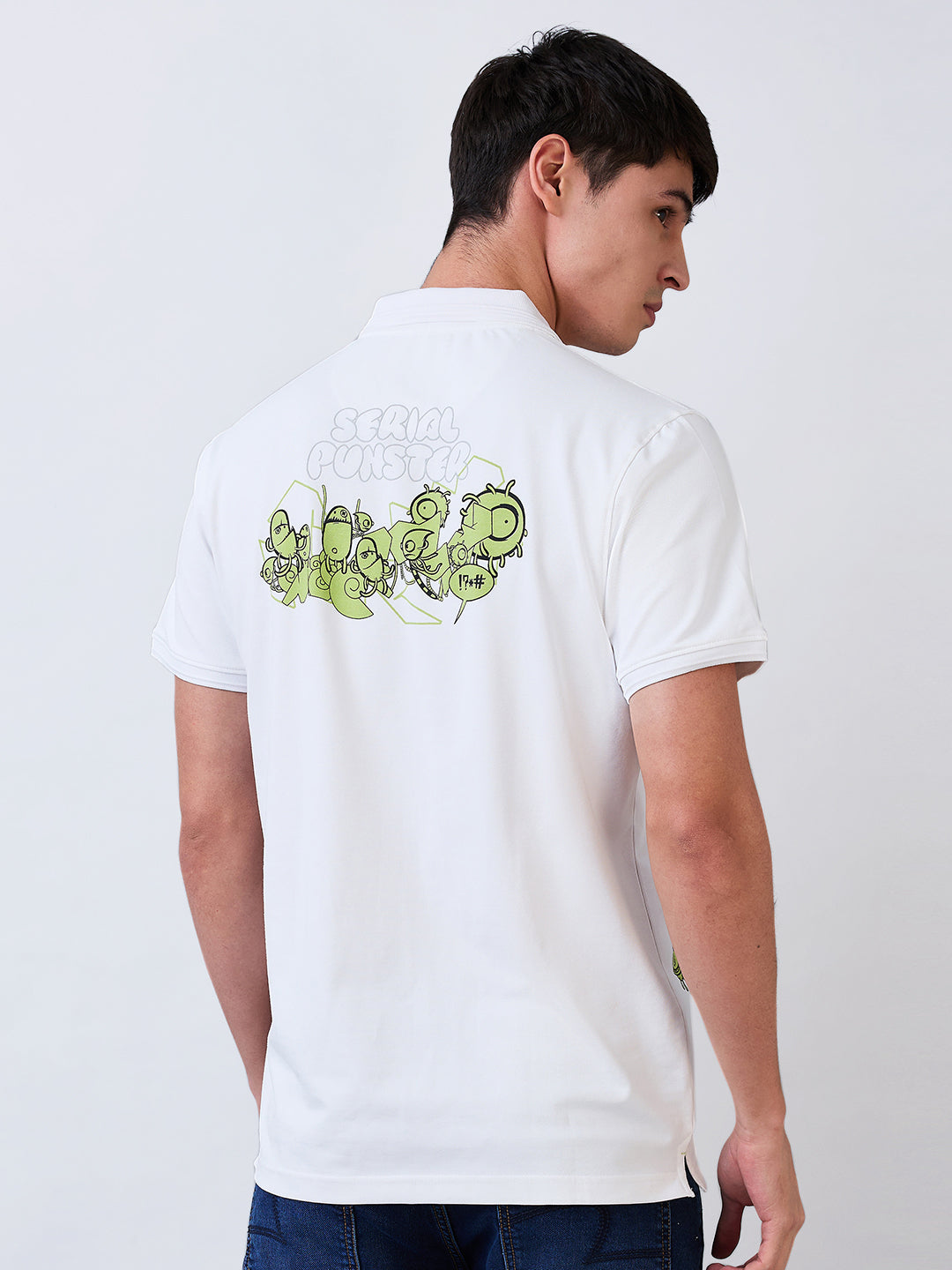 Men T-Shirt White Solid Slim Fit