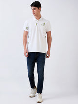 Men T-Shirt White Solid Slim Fit