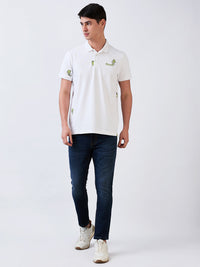 Men T-Shirt White Solid Slim Fit