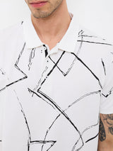 Men T-Shirt White Print Slim Fit