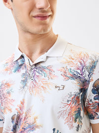 Men T-Shirt Print White Slim Fit