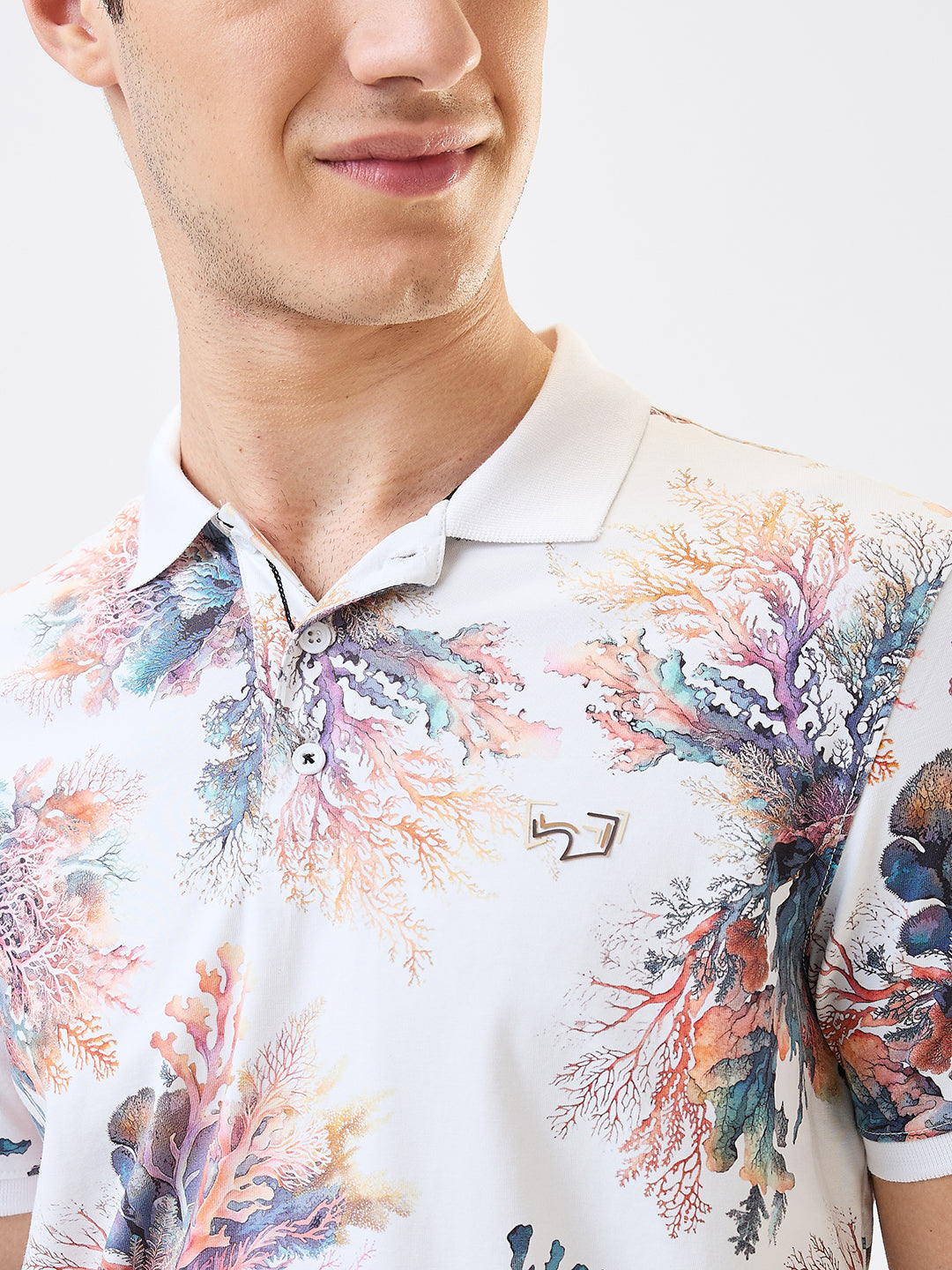 Men T-Shirt Print White Slim Fit