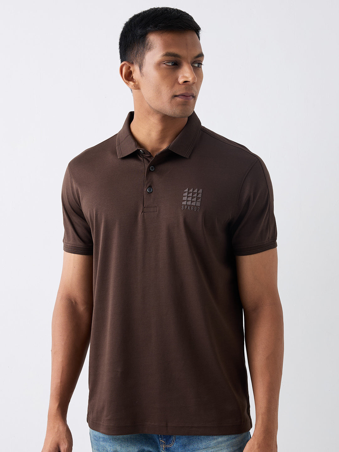 Spykar Brown Slim Fit Casual T-Shirt For Men
