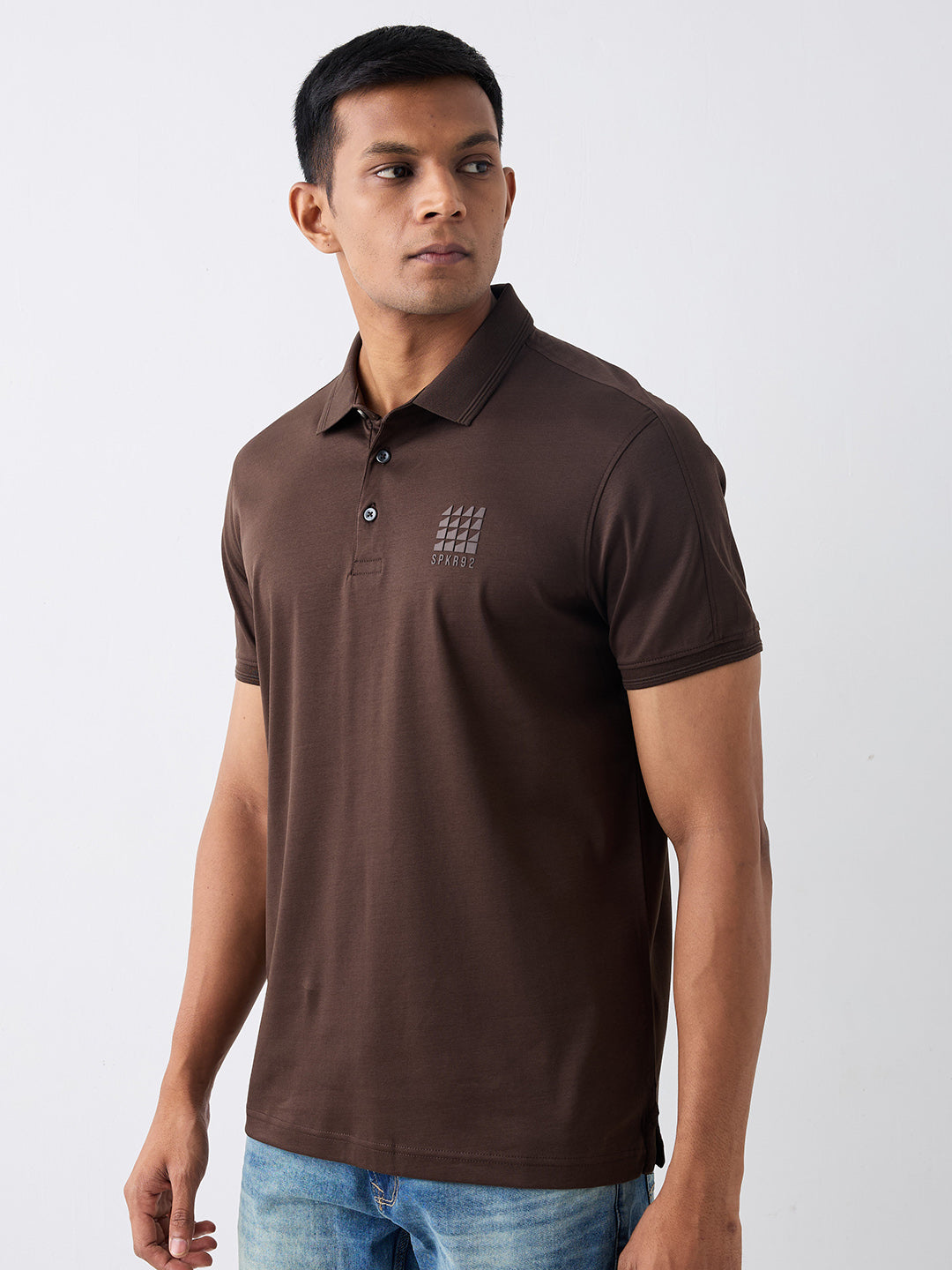 Spykar Brown Slim Fit Casual T-Shirt For Men