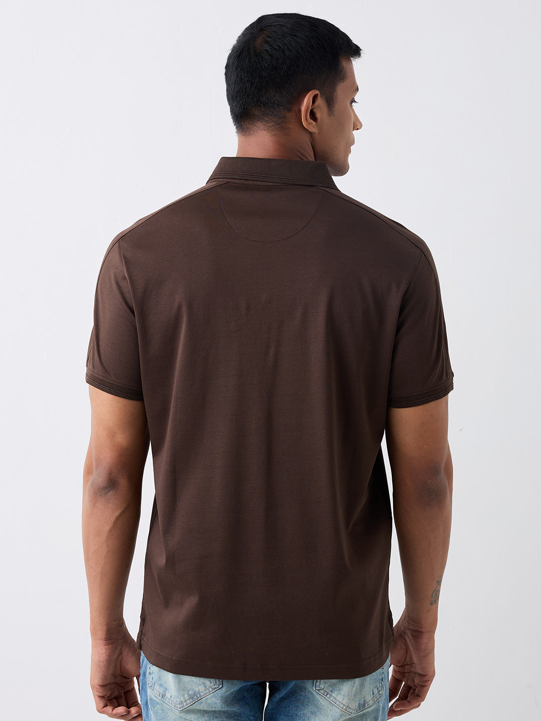 Spykar Brown Slim Fit Casual T-Shirt For Men