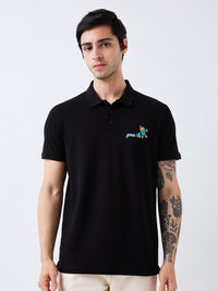 Men T-Shirt Black Solid Slim Fit