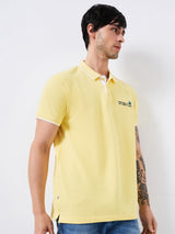 Men T-Shirt Yellow Solid Slim Fit
