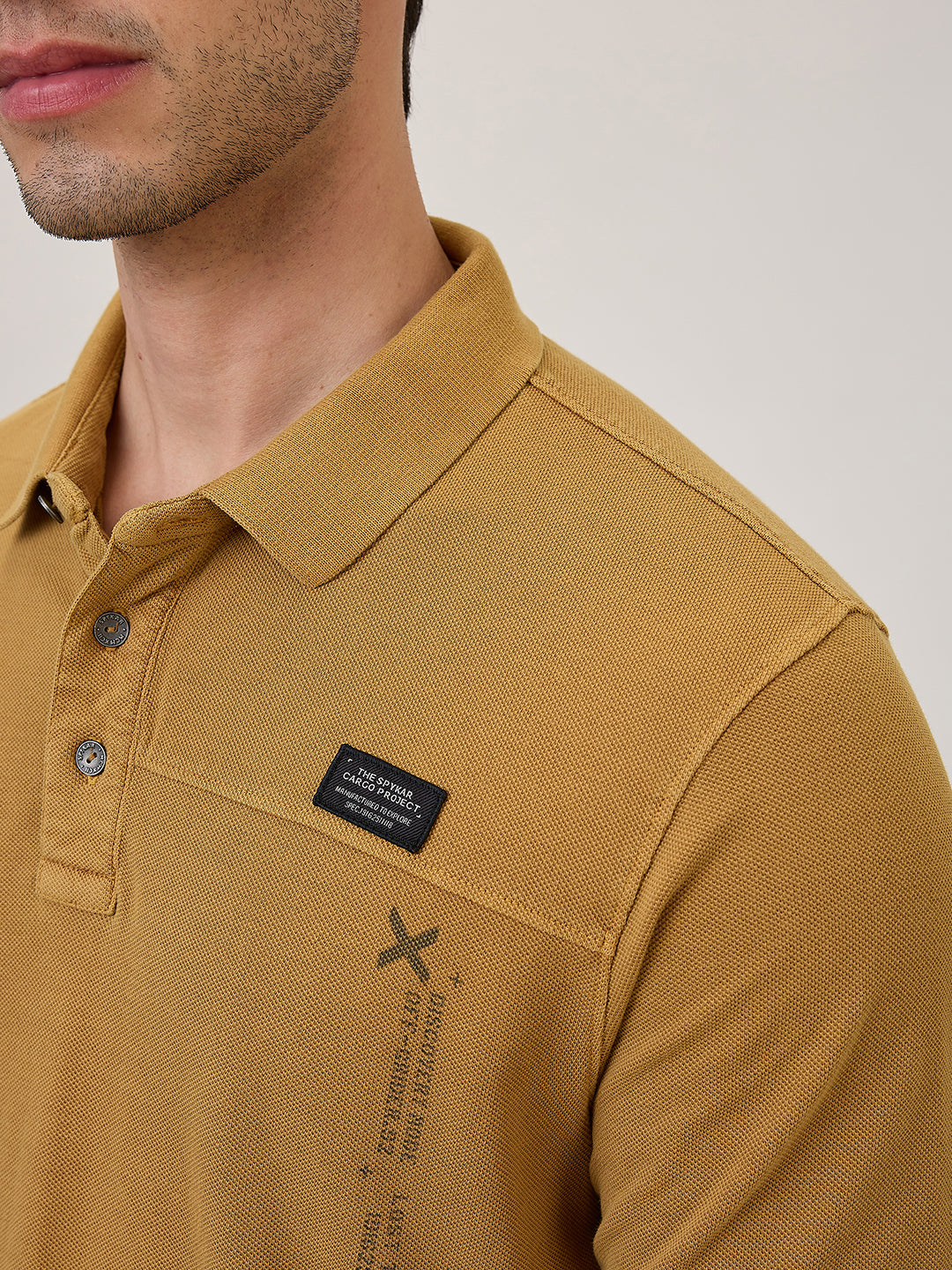 Spykar Slim Fit Half Sleeve Khaki Solid Casual T-Shirt For Men