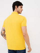 Men T-Shirt Yellow Solid Slim Fit
