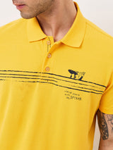 Men T-Shirt Yellow Solid Slim Fit