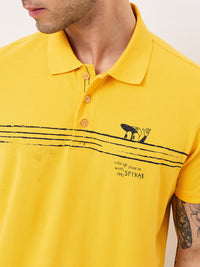 Men T-Shirt Yellow Solid Slim Fit