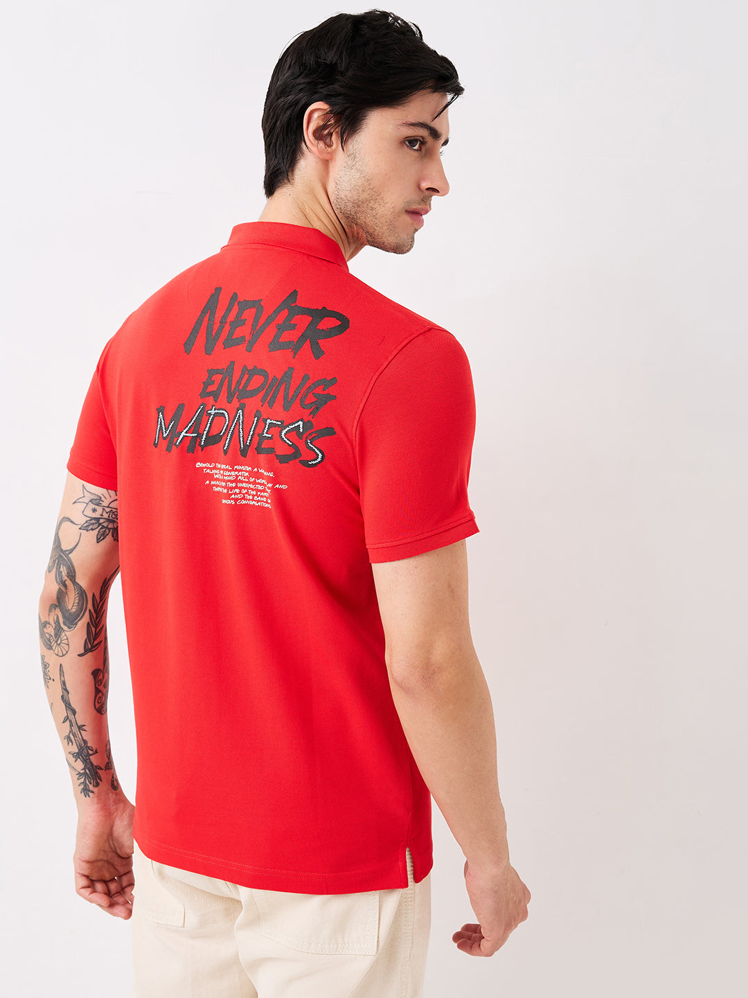 Spykar Red Slim Fit Solid Half Sleeve T-Shirt For Men