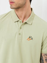 Men T-Shirt Green Solid Slim Fit