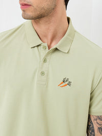 Men T-Shirt Green Solid Slim Fit