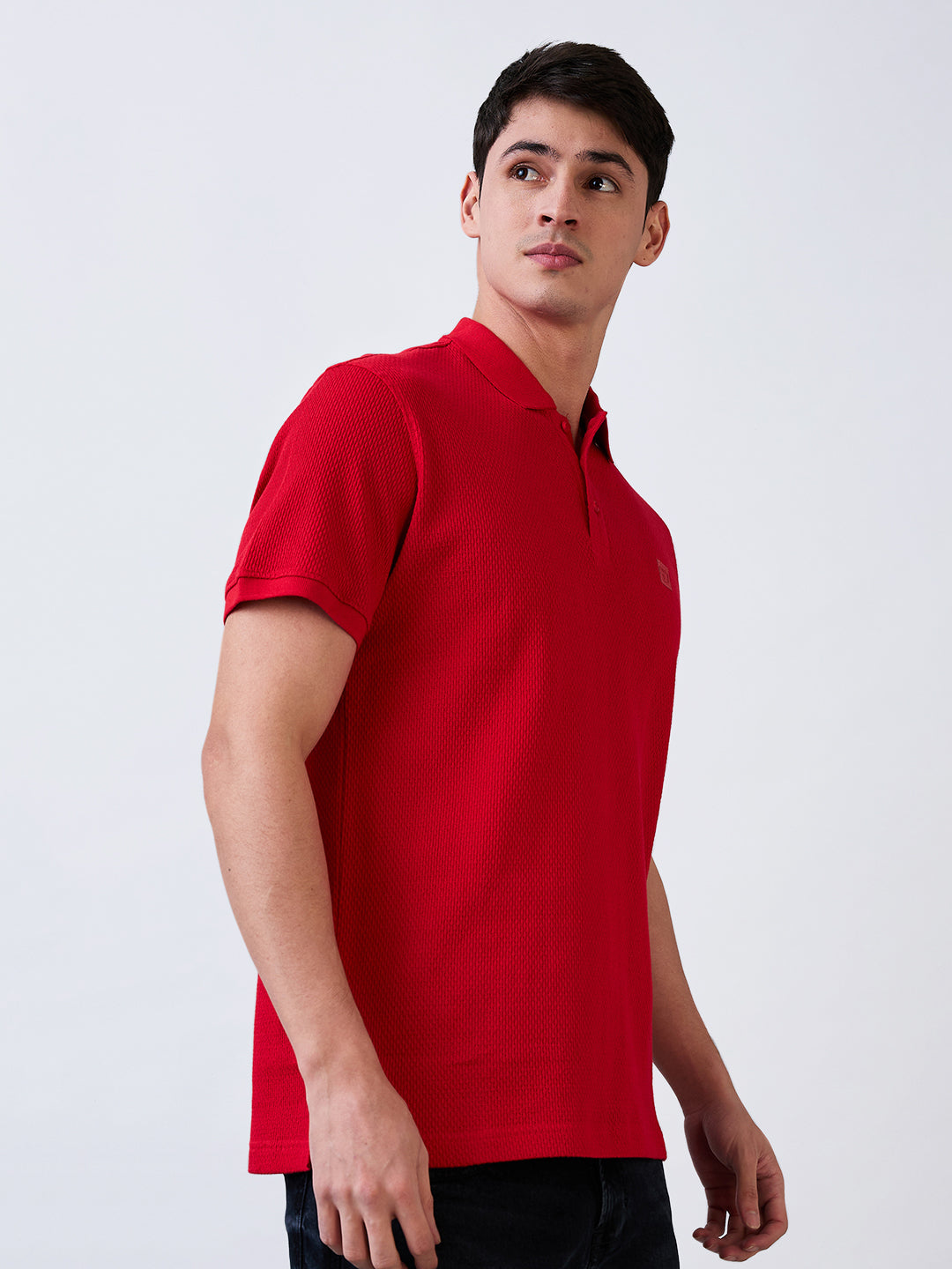 Spykar Red Slim Fit Solid Half Sleeve T-Shirt For Men